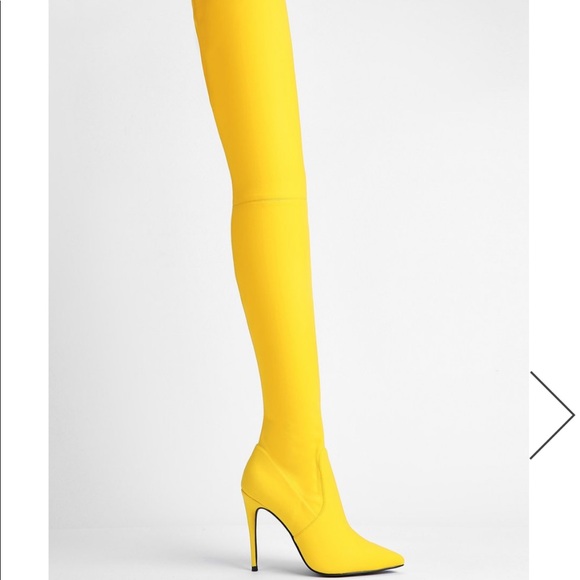 thigh high boots yellow